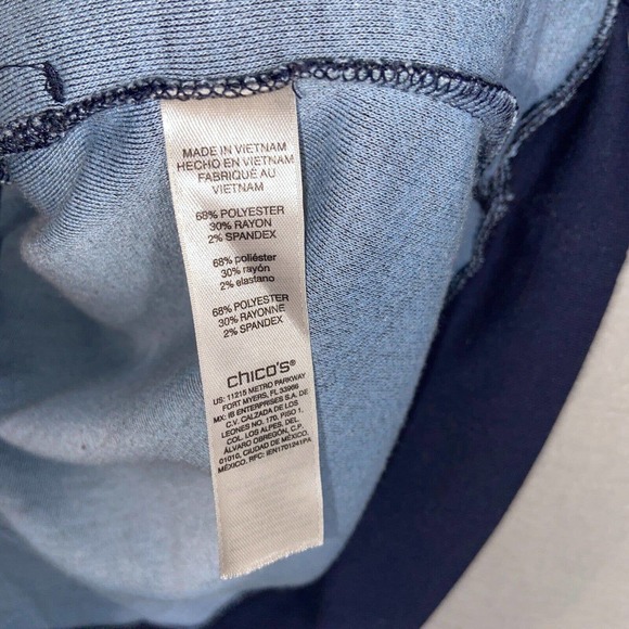 Weekends by Chicos Sweater Womens 3 Blue Long Sleeve V Neck Solid Casual Top - Picture 6 of 15